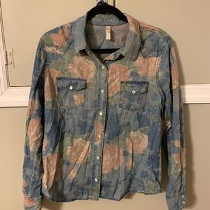 Floral/denim button down!